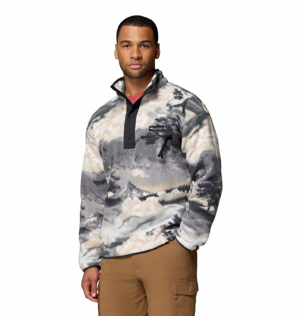 Columbia Mens Helvetia II Printed Half Snap Fleece in Shark Dreaming, angled model view