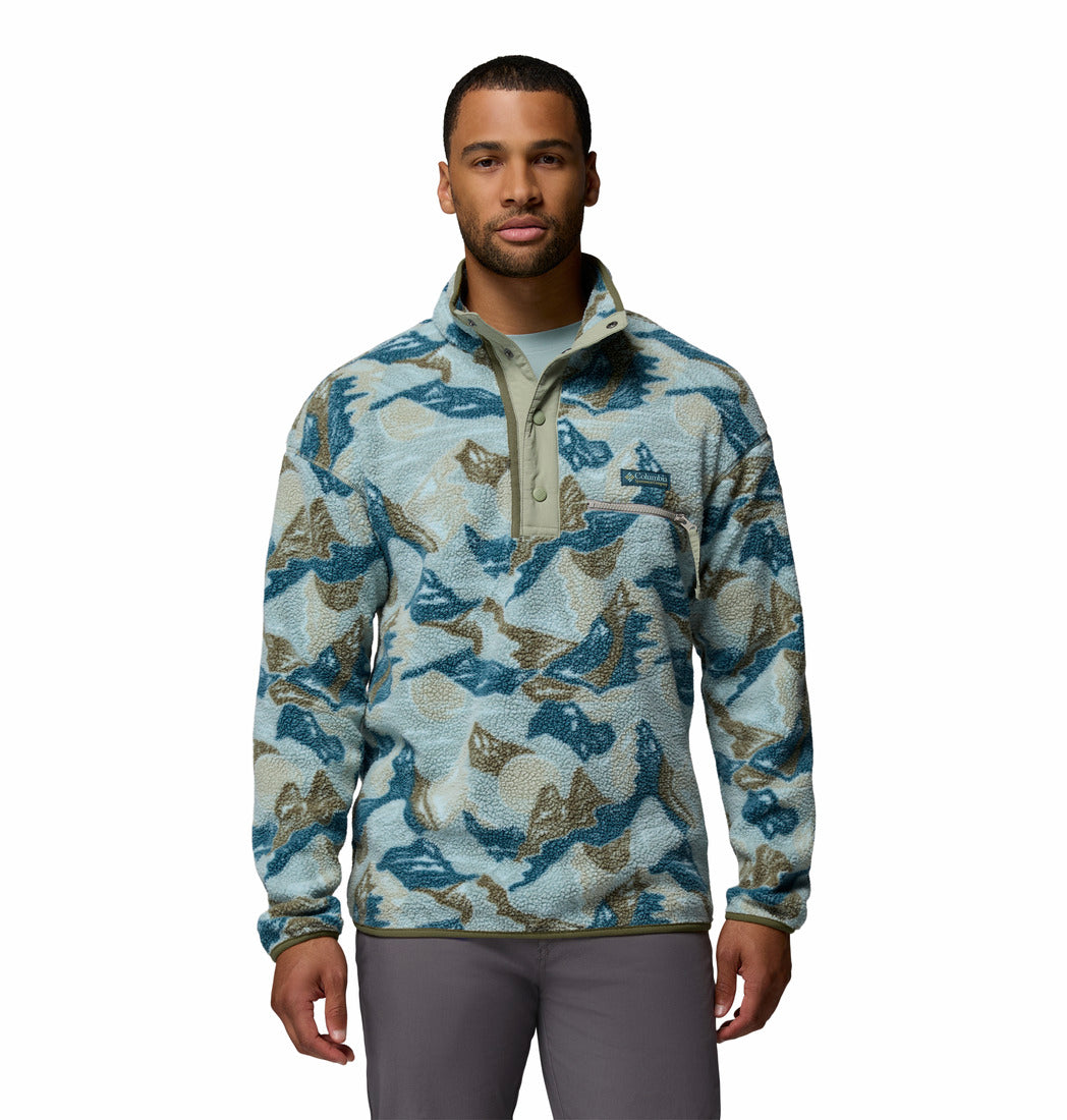 Columbia Mens Helvetia II Printed Half Snap Fleece in Safari Sunscap, front model view