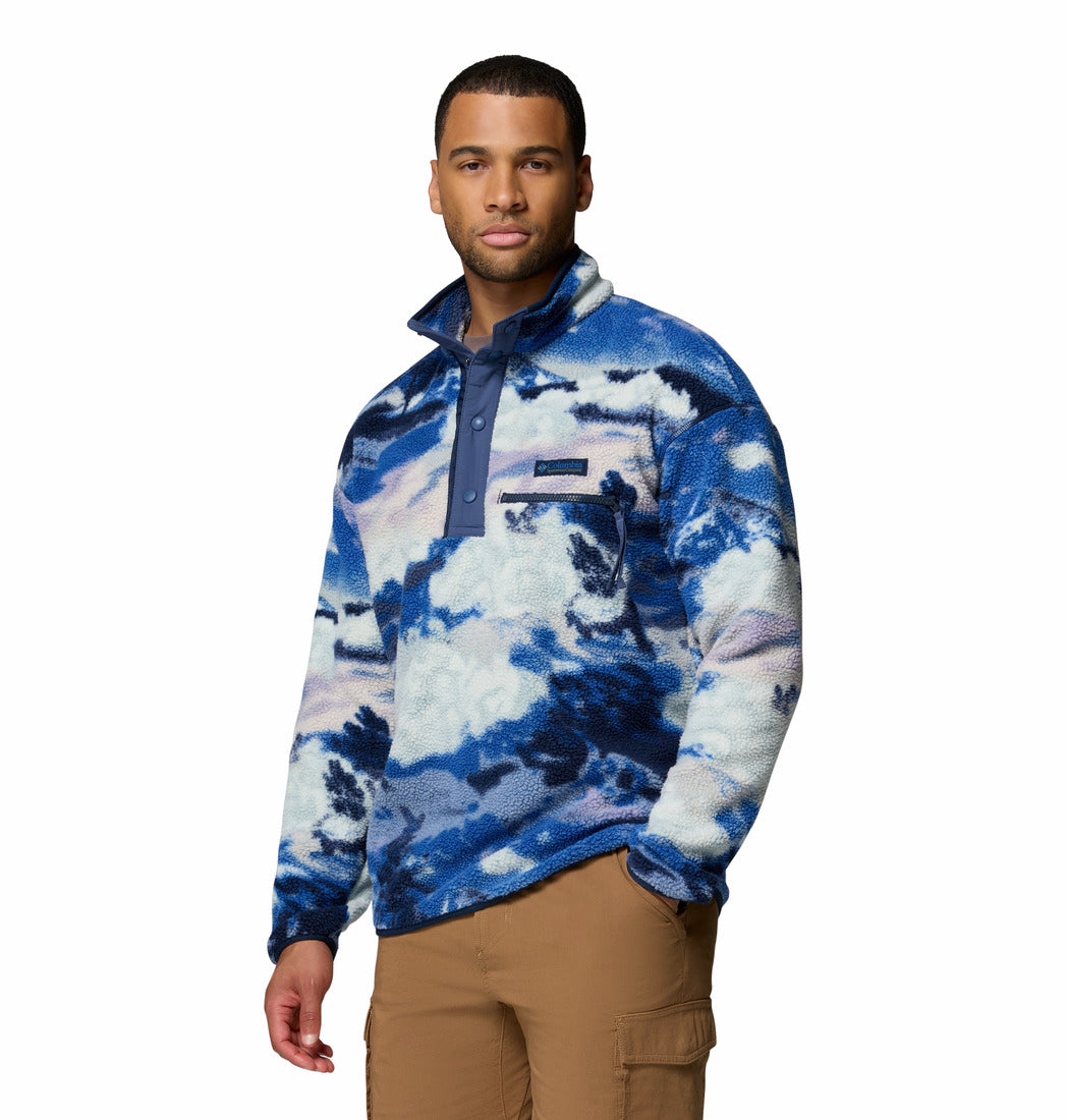 Columbia Mens Helvetia II Printed Half Snap Fleece in Collegiate Navy, angled model view