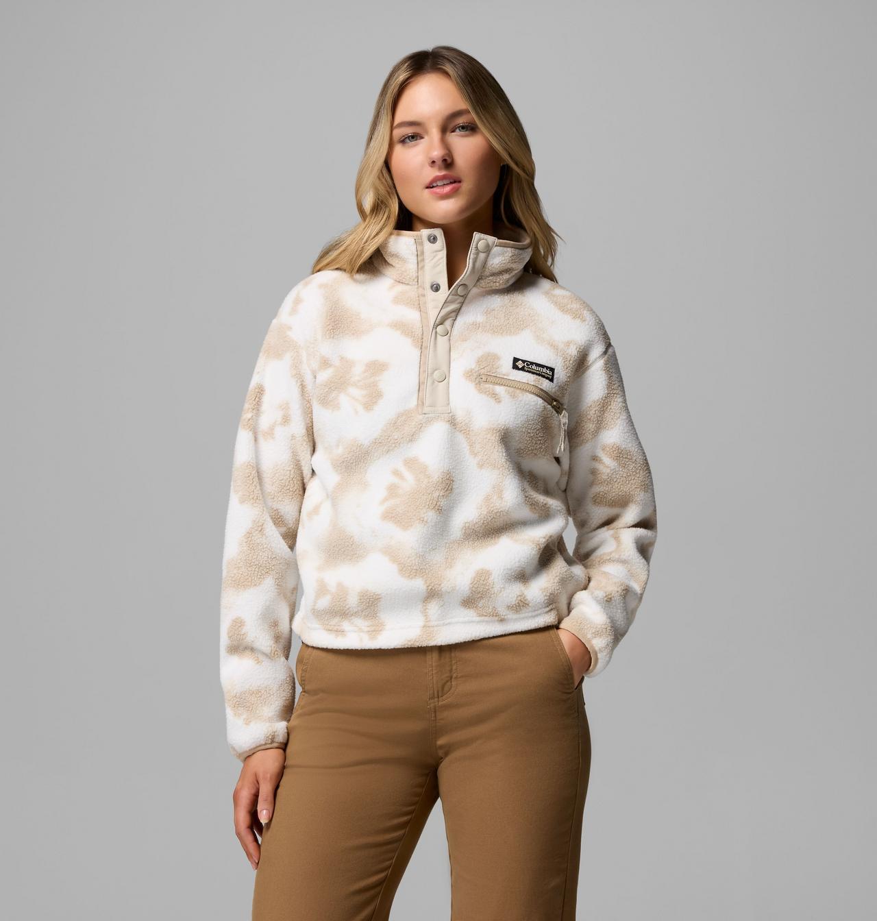 Womens Helvetia™ Ii Printed Cropped Half Snap-Sea Salt Retro-Model Front View