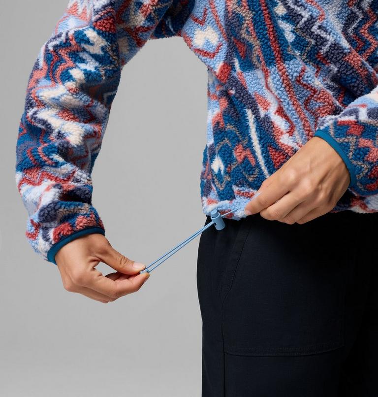 Columbia Womens Helvetia II Cropped Printed Sherpa Fleece - Rainy Day Geom-Pull String View