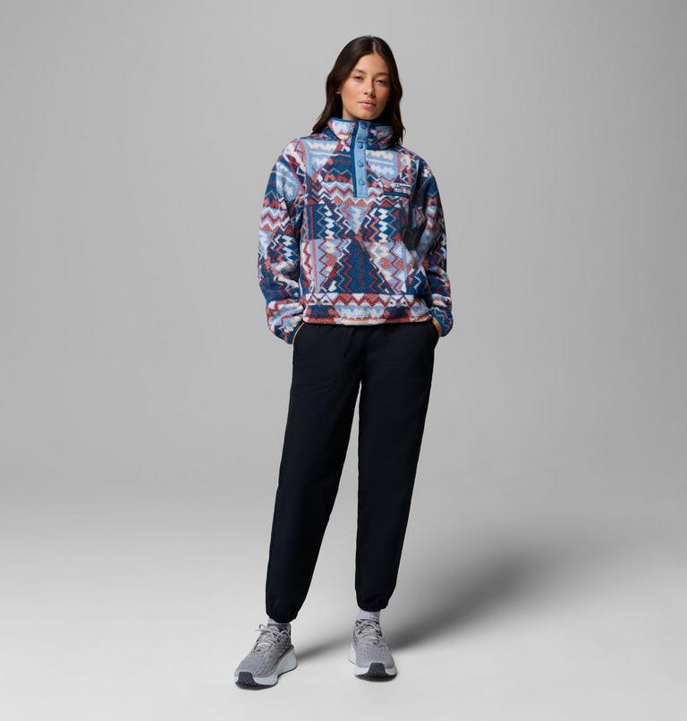 Columbia Womens Helvetia II Cropped Printed Sherpa Fleece - Rainy Day Geom-Model Full Front View