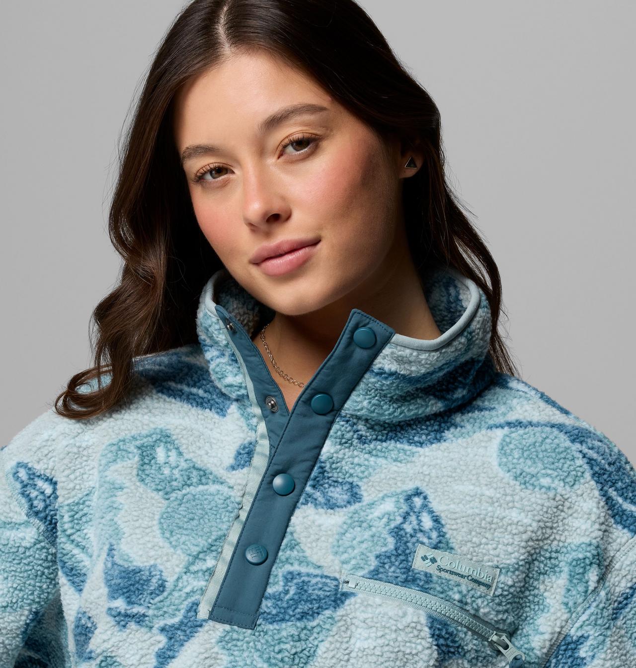 Womens Helvetia™ Ii Printed Cropped Half Snap-Marine Light-Snap Button View