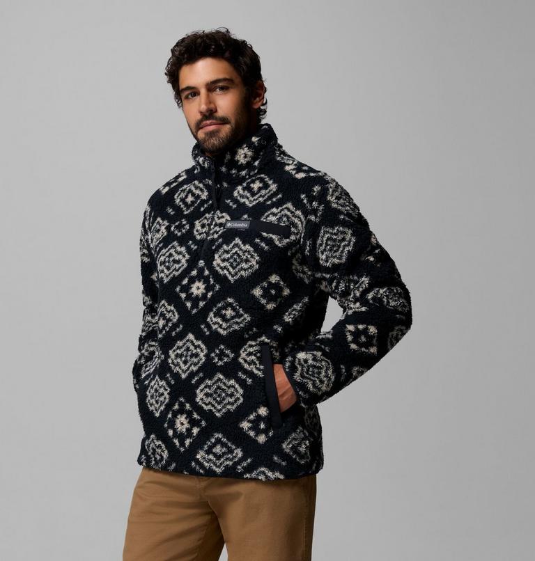 Columbia Men's Rugged Ridge Sherpa Half Zip Fleece - Black Checked Out / Black, additional model view