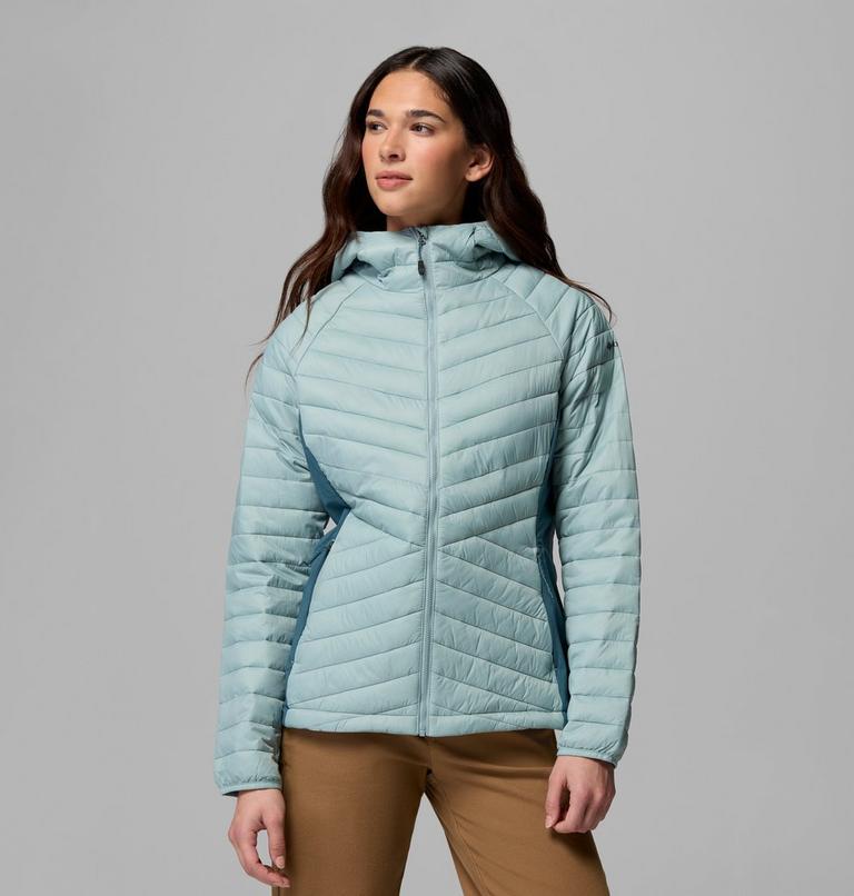 Ladiies Womens Powder Pass™ Iii Hybrid Hdd Jacket-Crushed Blue-Model Front View