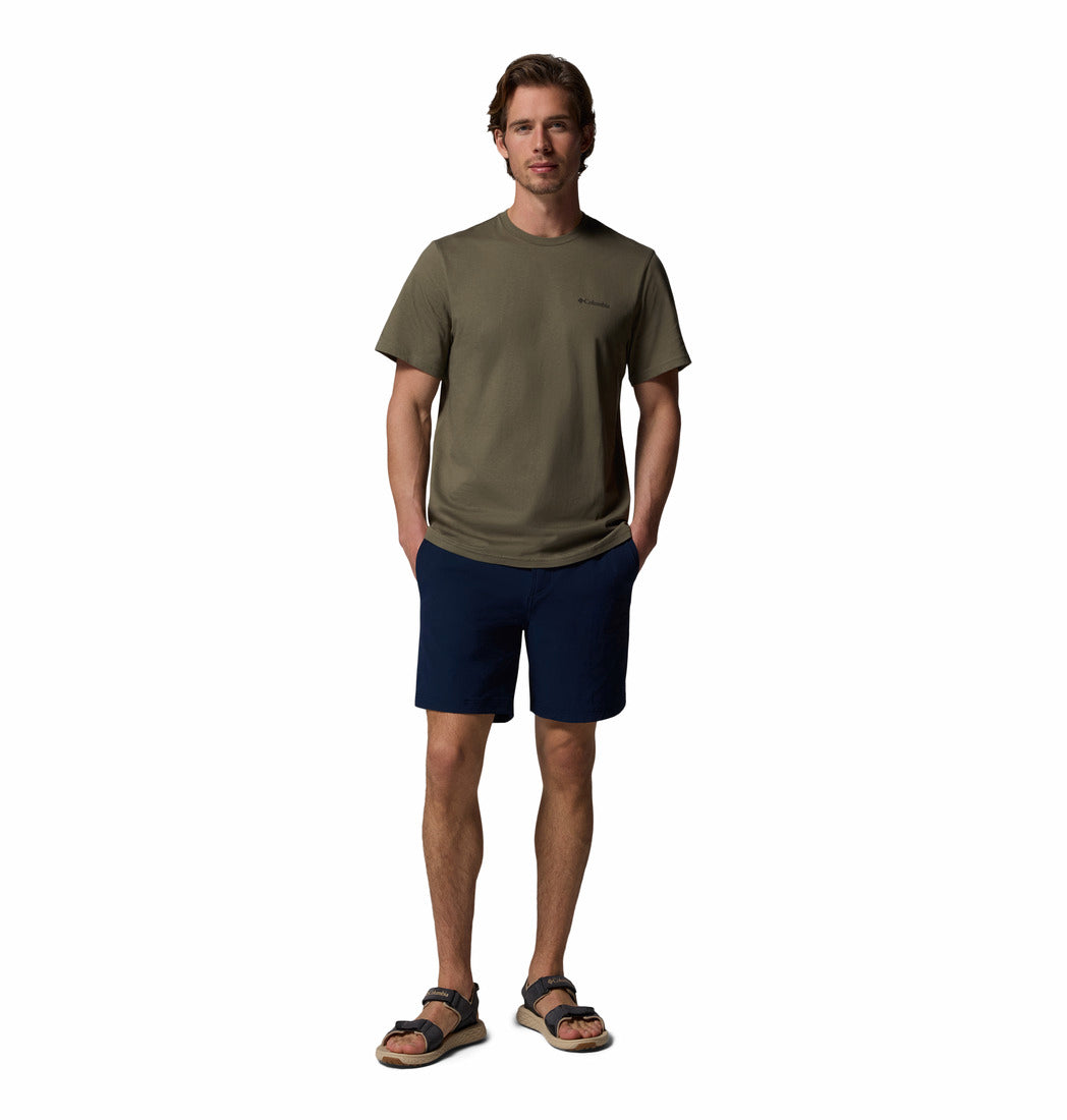 Columbia Mens Csc™ Basic Tee-Stone Green, front view on model