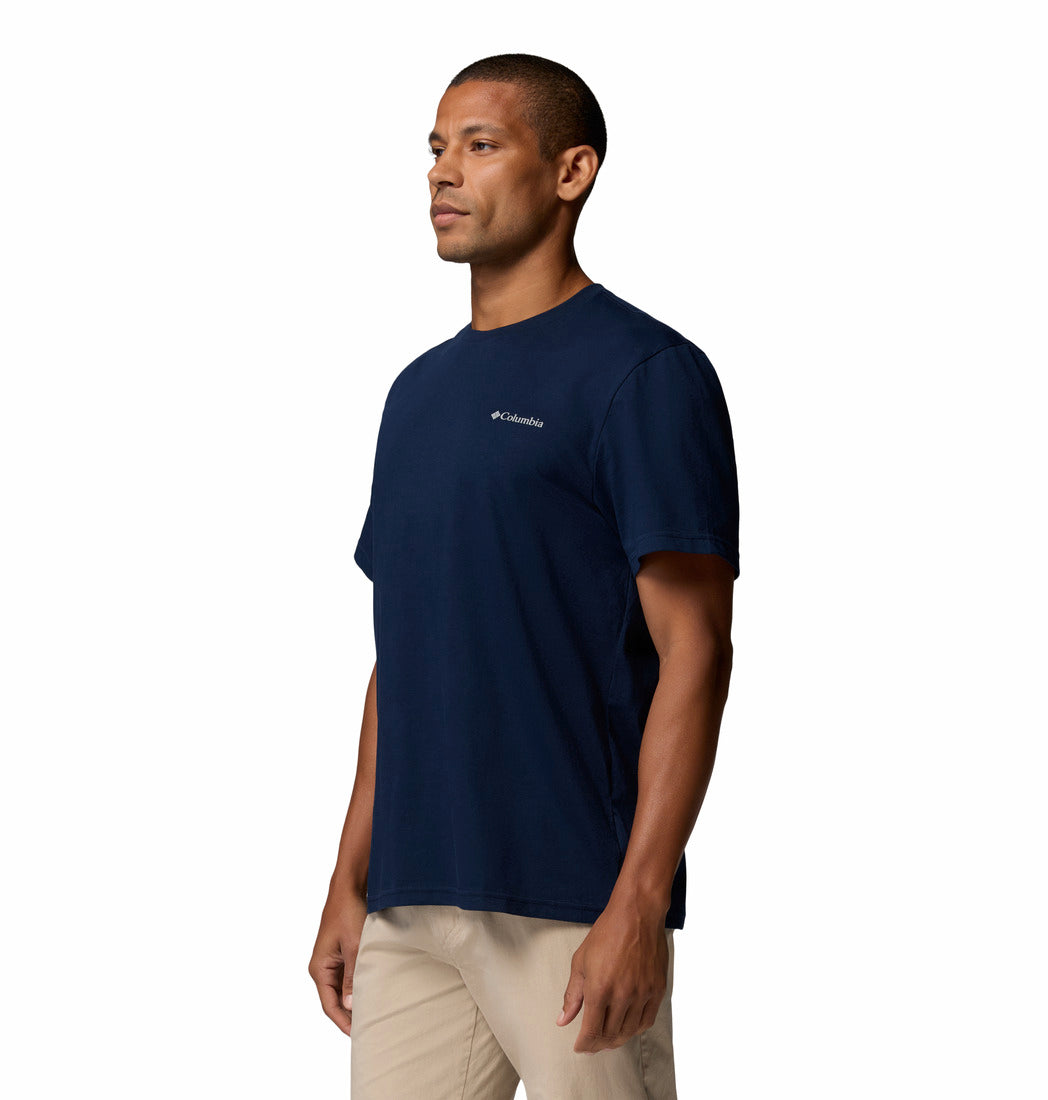 Columbia Men's Organic Cotton T-Shirt - Collegiate Navy, angled model view
