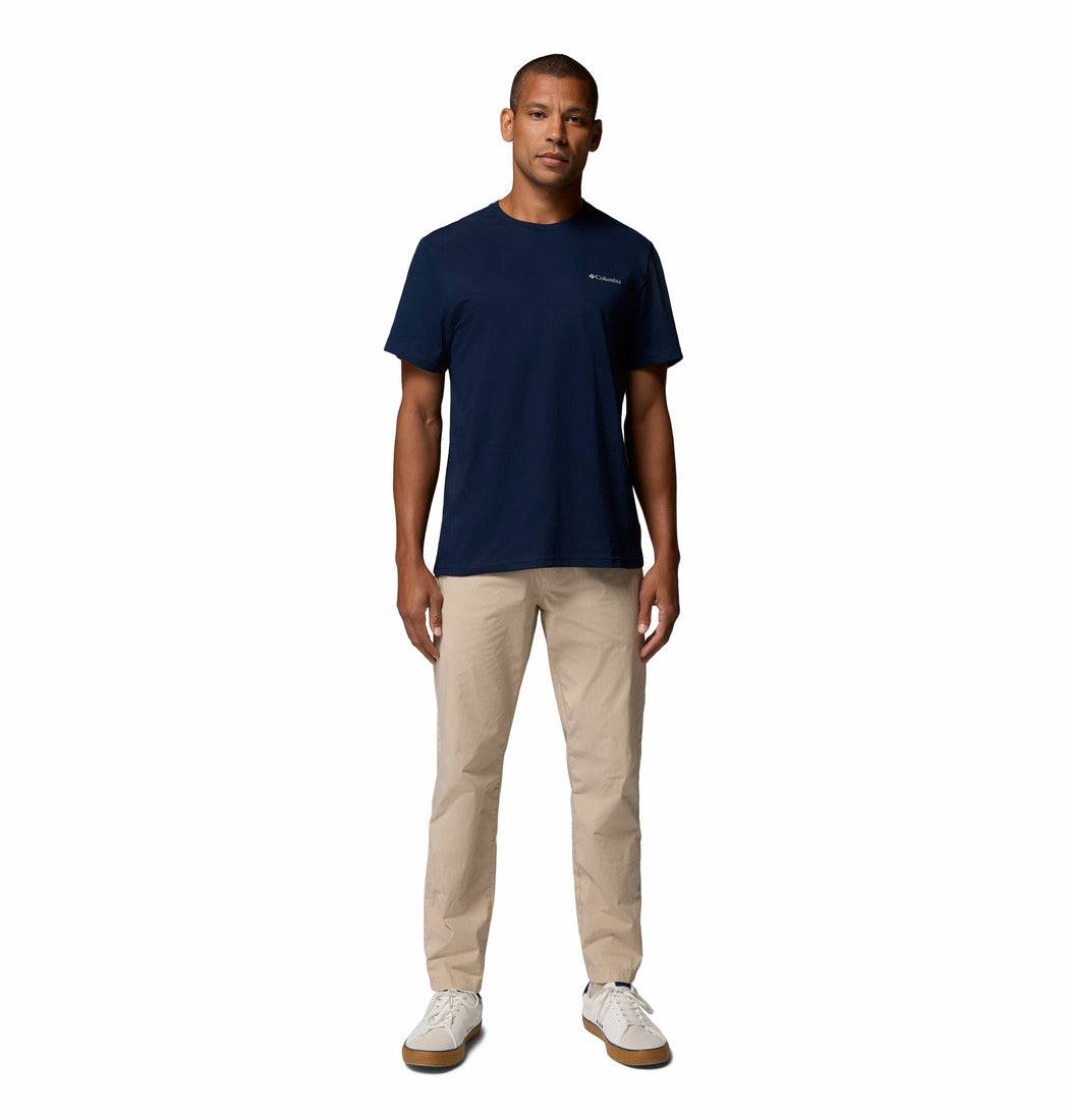 Columbia Men's Organic Cotton T-Shirt - Collegiate Navy, full-length front model view
