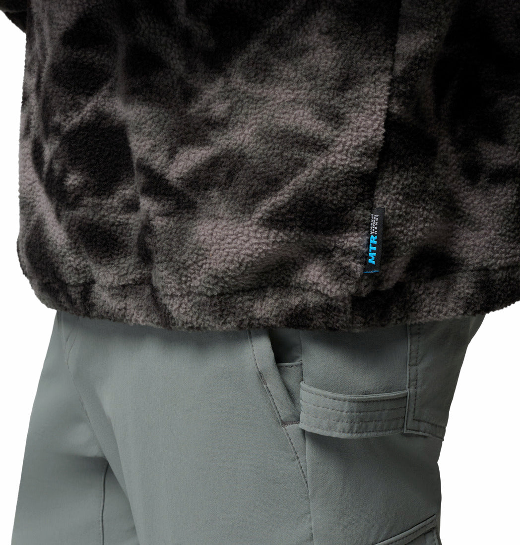 Columbia Timber Crest MTR fleece printed half-zip in Black Icypeaks, hem detail with MTR tag
