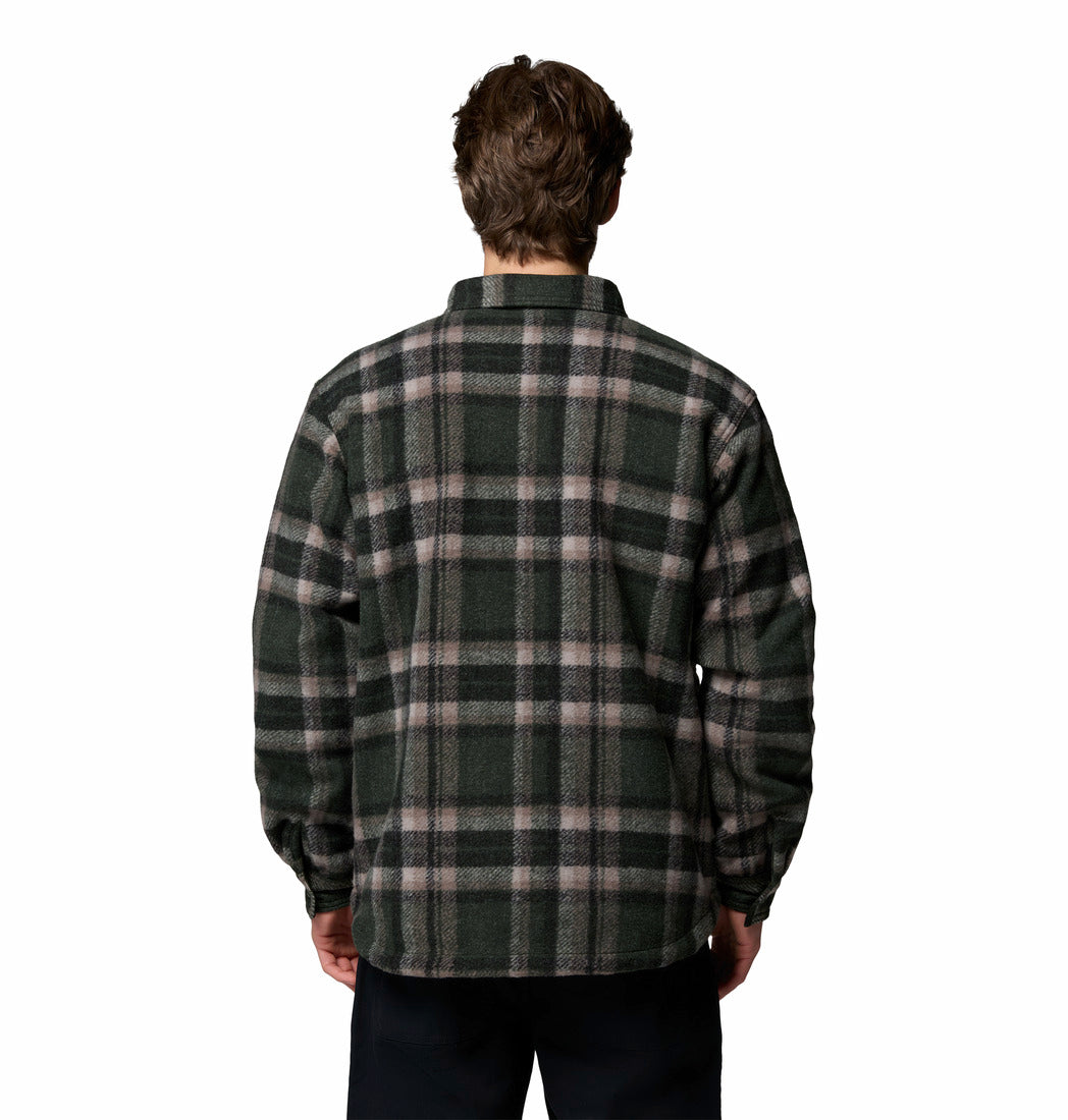 Columbia Mens Hunter Arch shirt jacket in Greenscape Trac plaid, back view