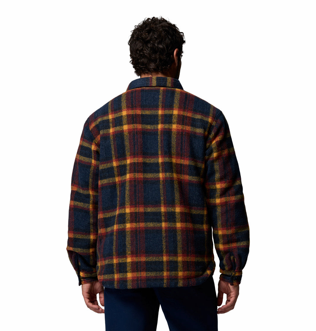 Columbia Mens Hunter Arch shirt jacket in Collegiate Navy plaid, back view