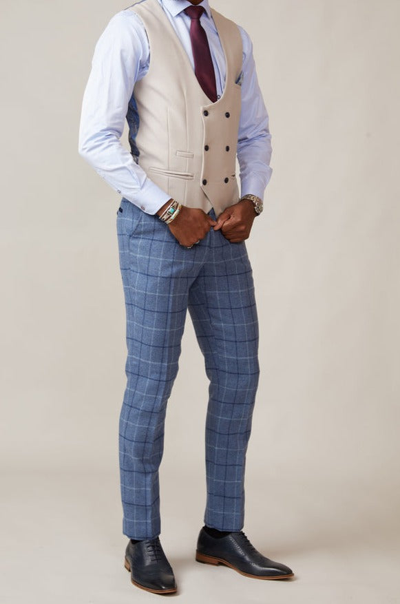 MARC DARCY Kelvin Double Breasted stone Waistcoat Stone view 27