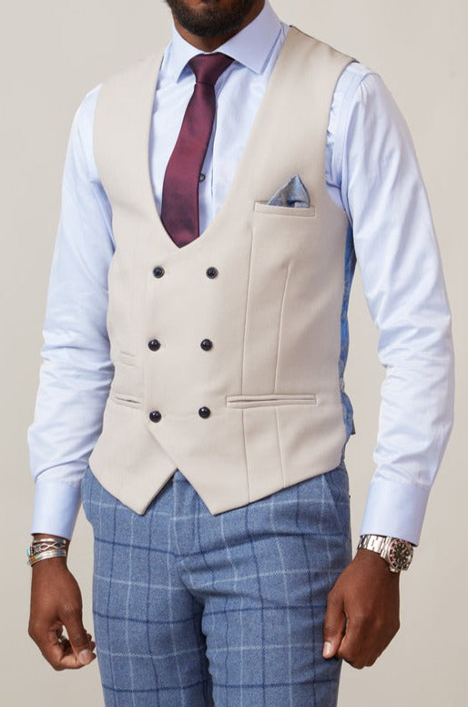 MARC DARCY Kelvin Double Breasted stone Waistcoat Stone view 21