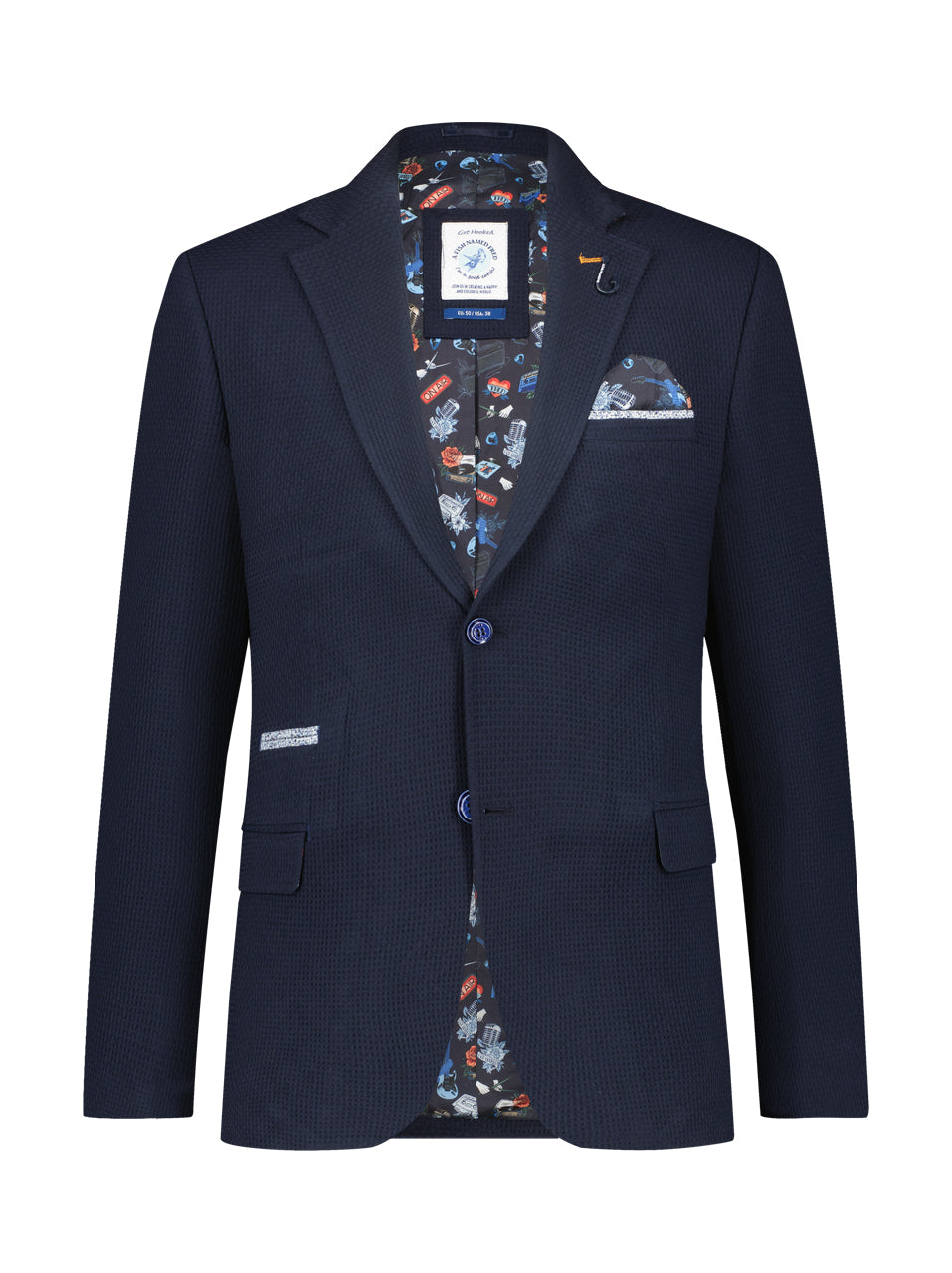A Fish Named Fred Navy Bubble Textured Blazer Navy front view