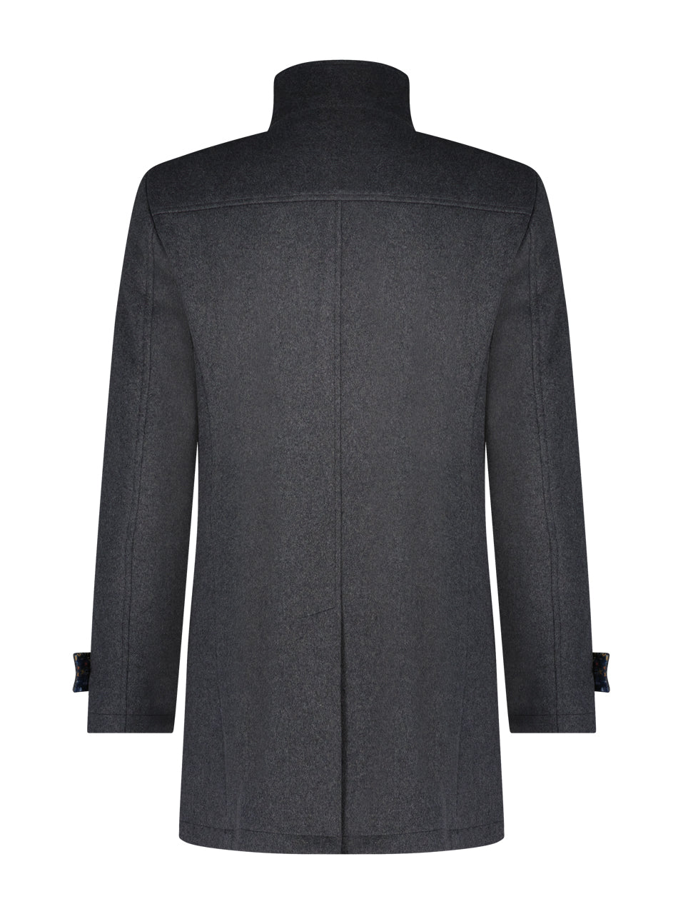 Men's Funnel Neck Coat - Grey-Back View