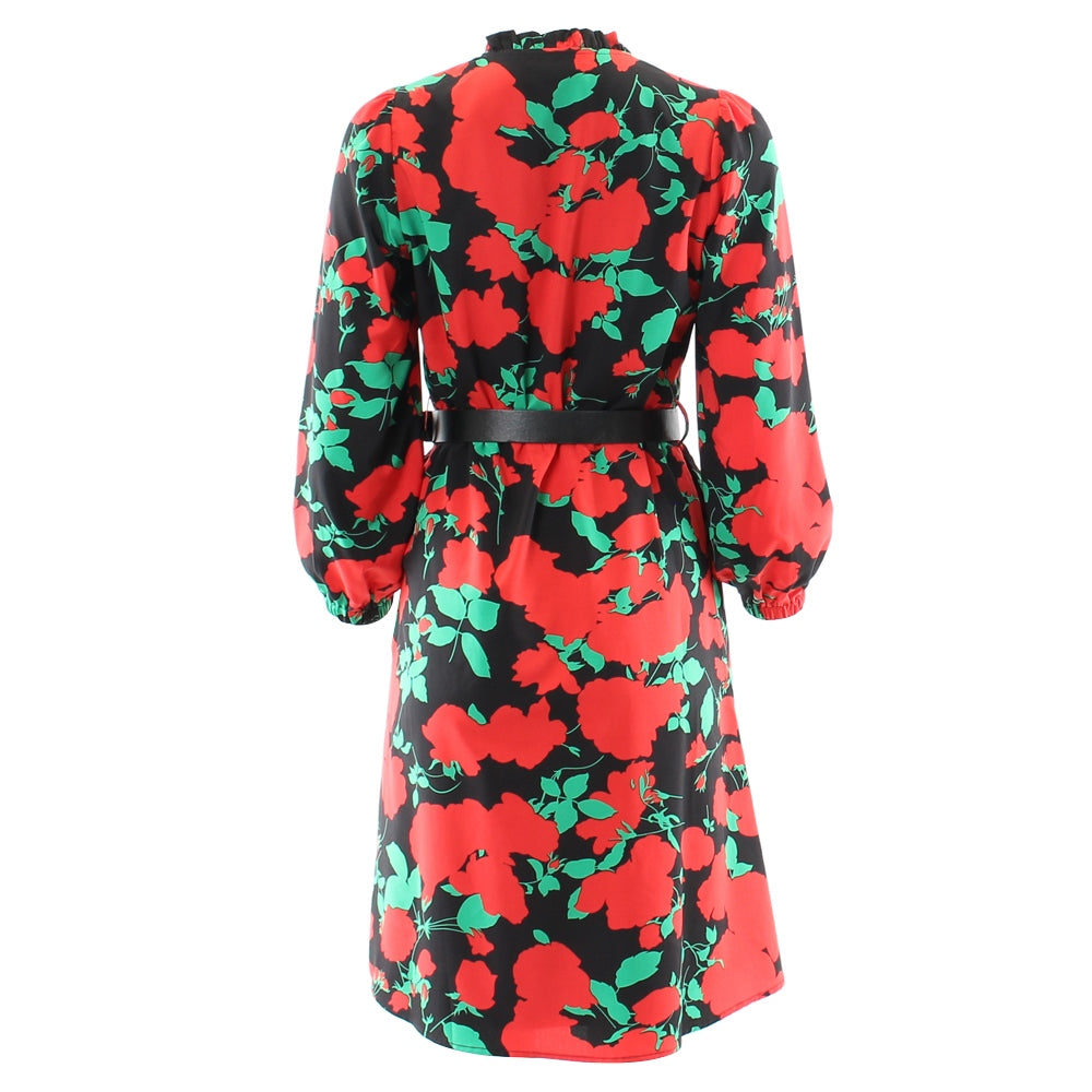 RANT & RAVE LADIES Andrea Midi Dress - Red Floral Red Floral back view