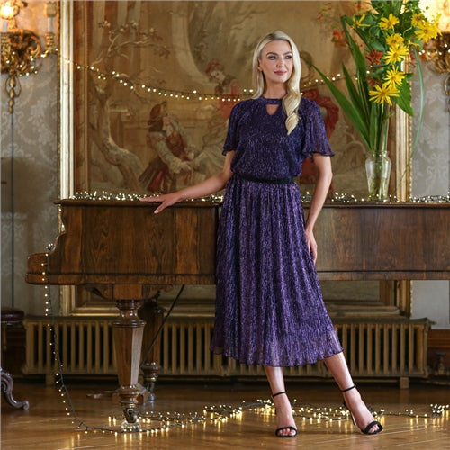 Ladies Terry Skirt - Purple-Front View 2