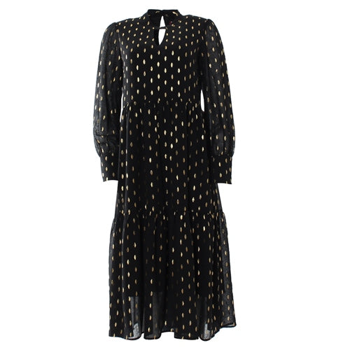 Ladies Lia Dress - Black-Ghost Front View