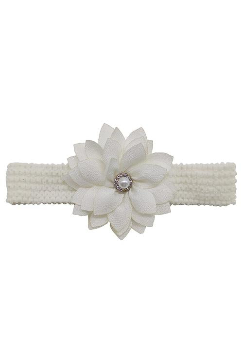 PULSE Web Hairband with Flower Cream detail view