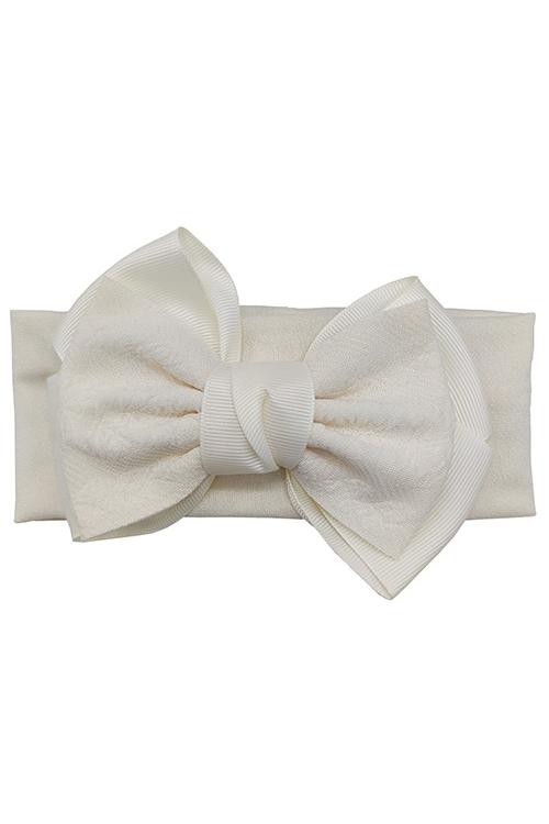 Girl's Cream Pink Kylie Bow-Front View