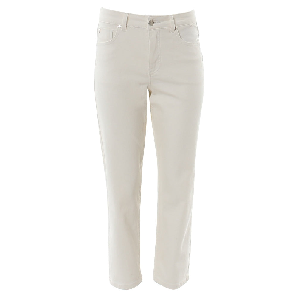 Front view of white mom jeans