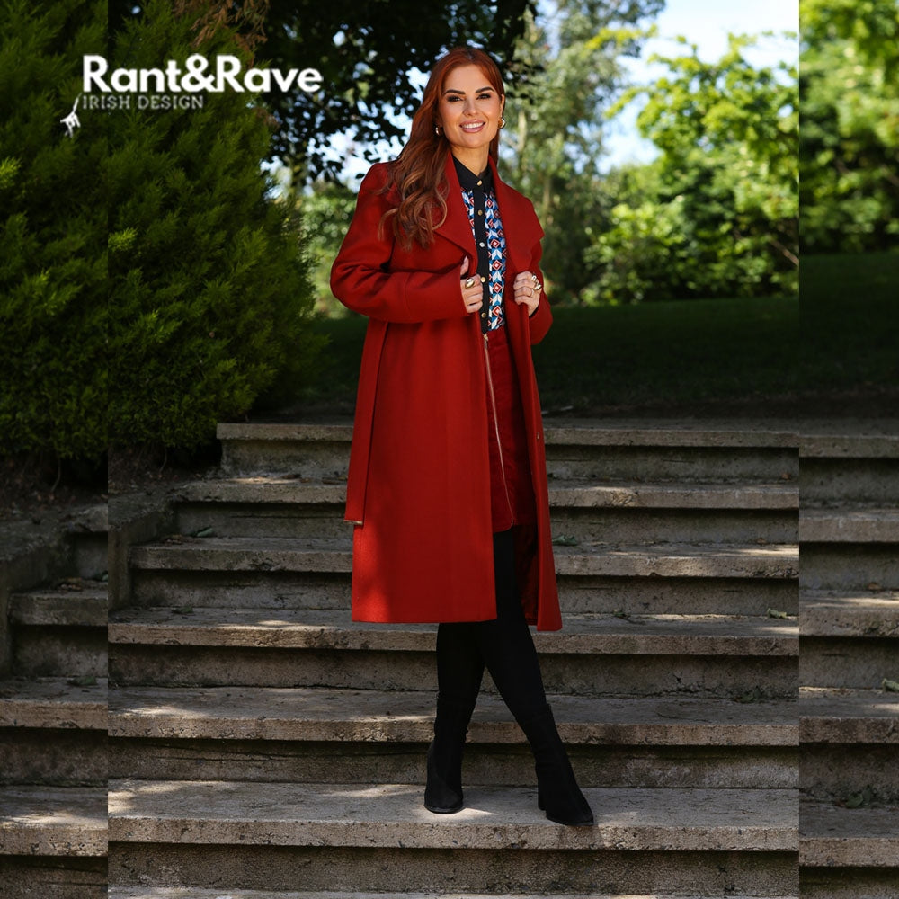 RANT & RAVE LADIES Mary-Kate Rust Coat RUST back view