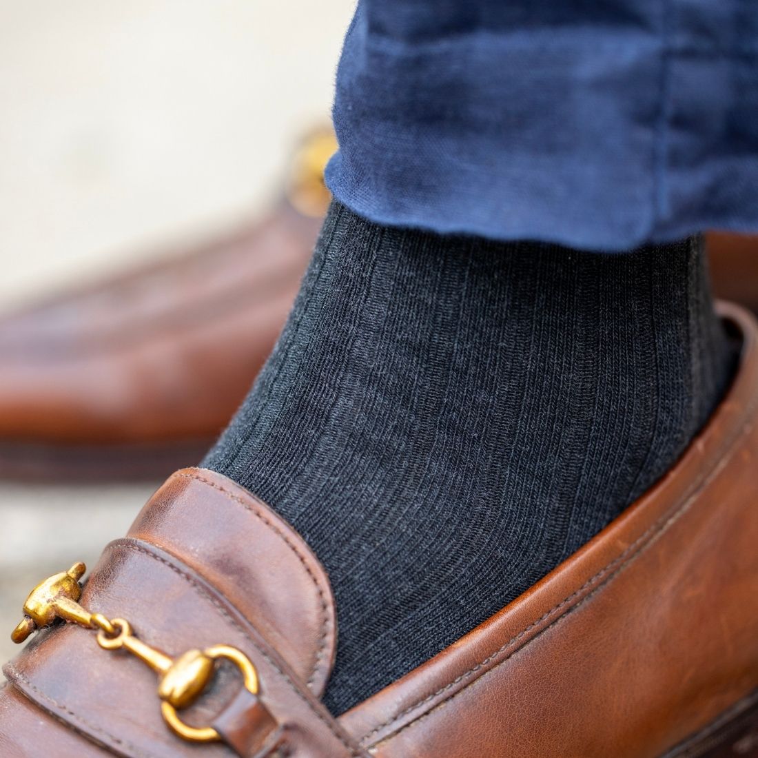 Marl Grey Bamboo Socks-In shoe view