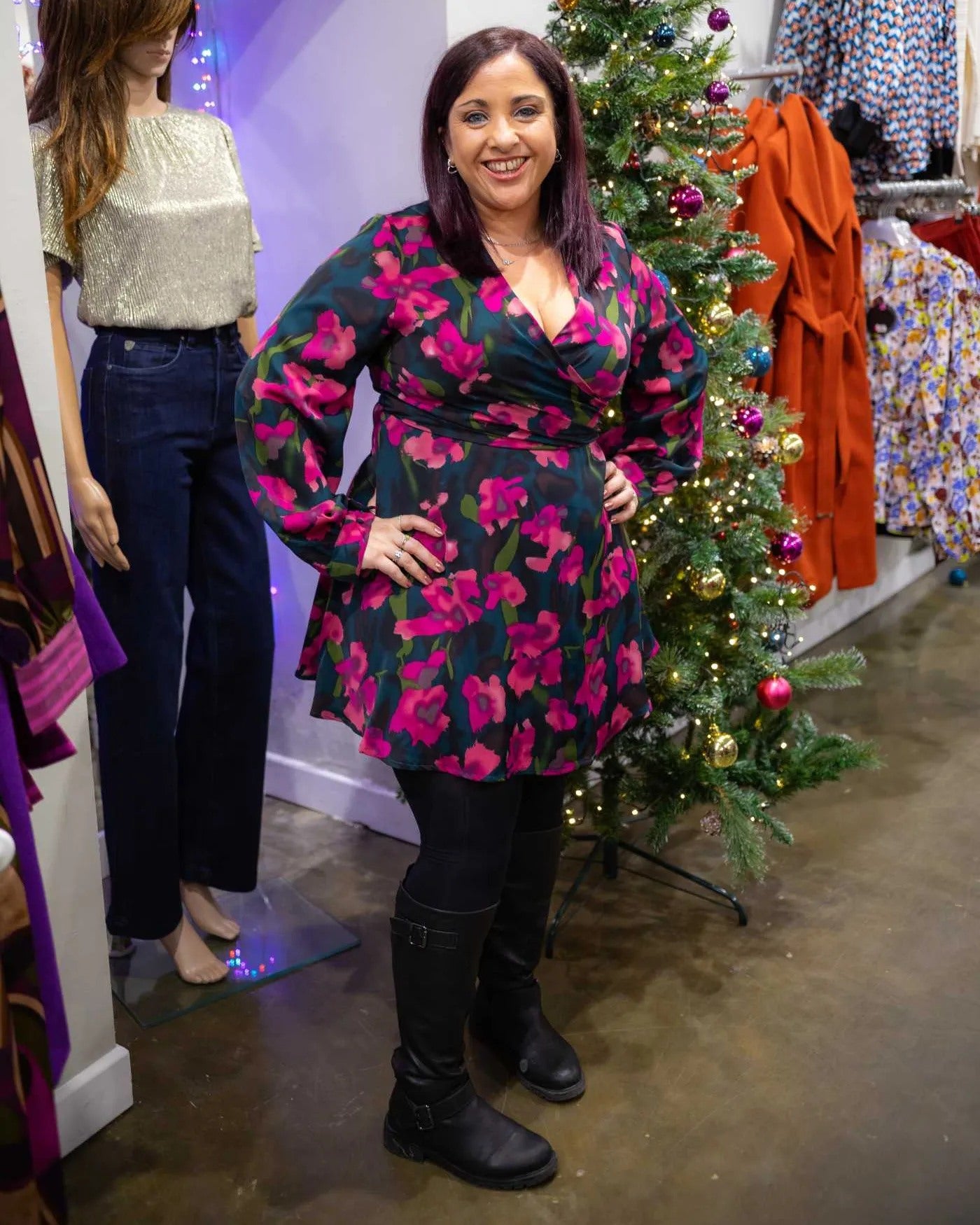 Ruth Floral Wrap Mini Skater Dress