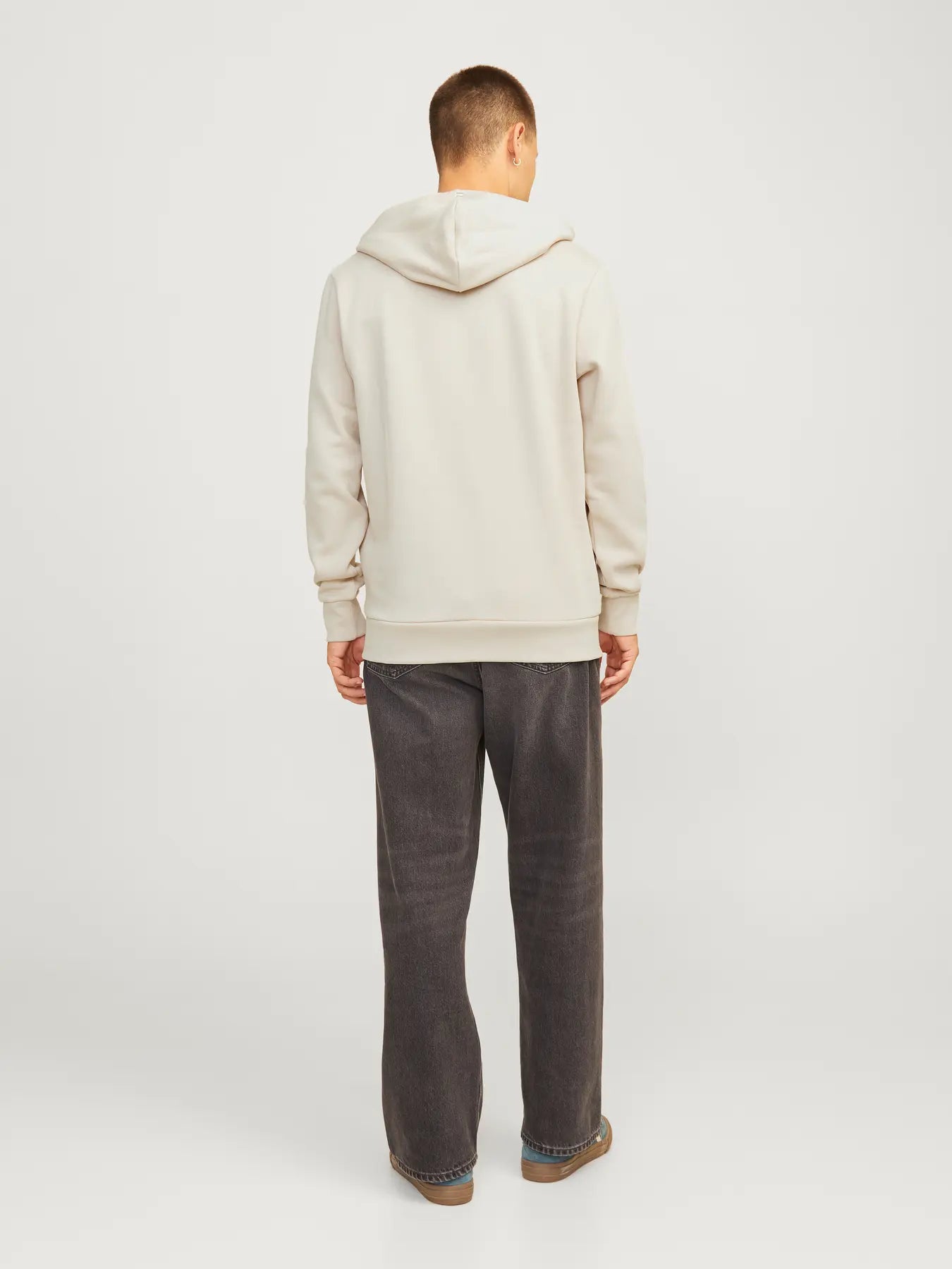 Men's Archie Sweat Hood-Moonbeam-Model Back View