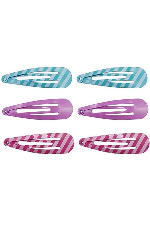 Girl's 6 Pack Striped Snaps-Front View