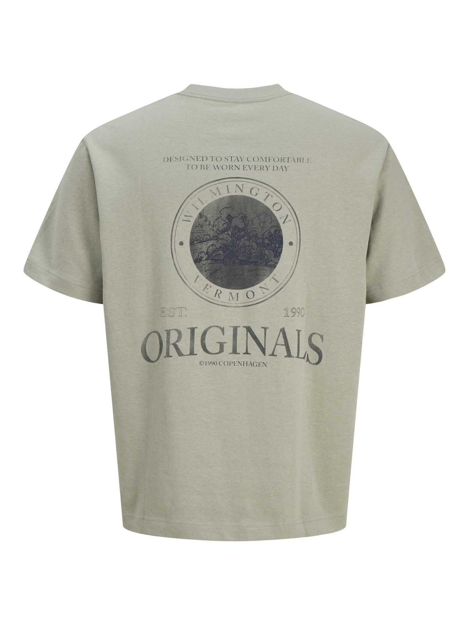 JACK JONES ORIGINALS Nantucket Graphic Back Tee -Seagrass Seagrass model front view
