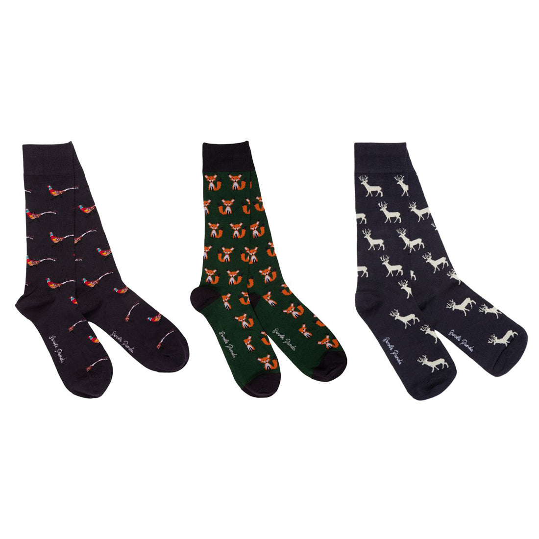 One pair each of Foxes, Stags and Pheasants socks