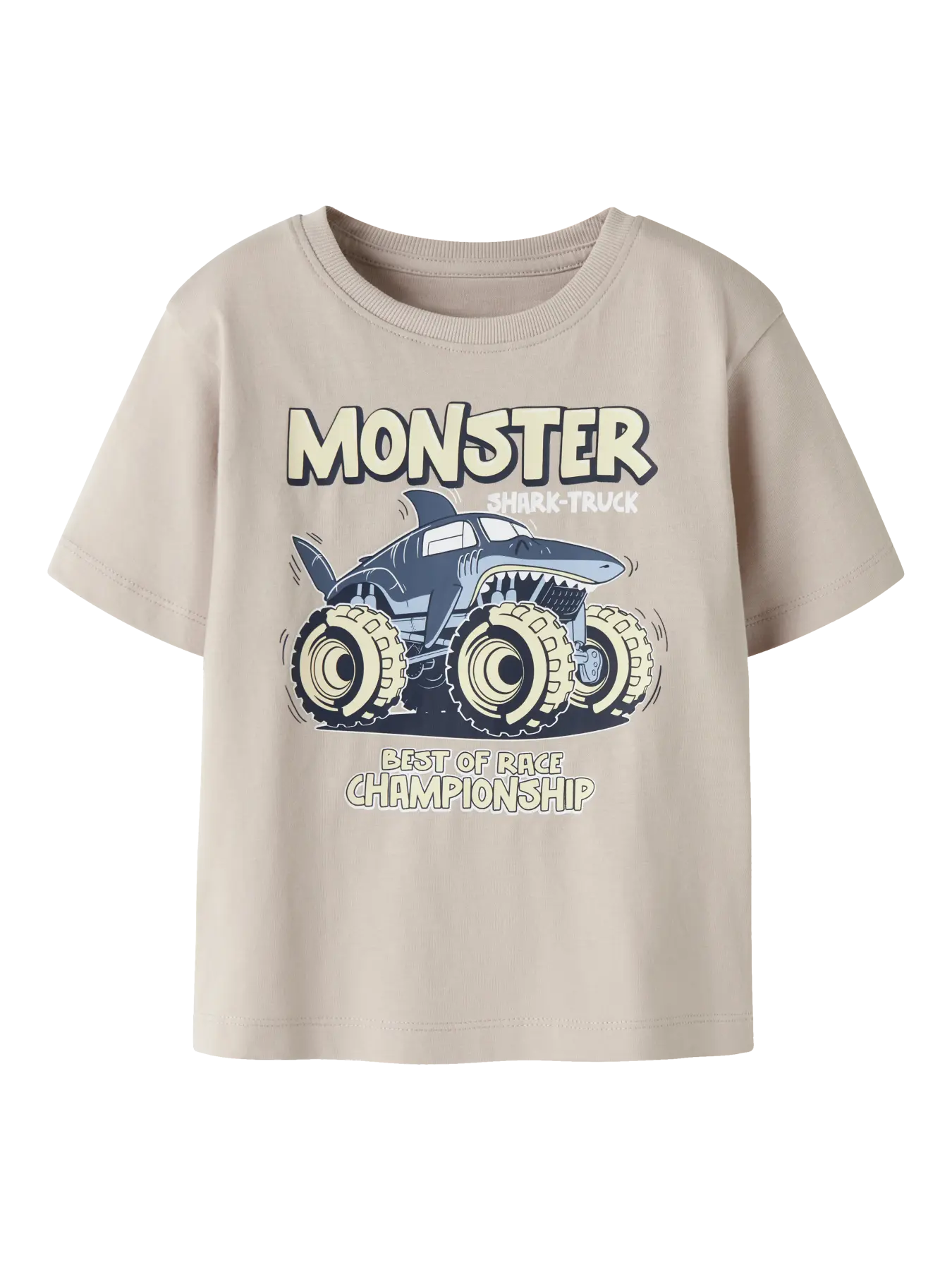 NAME IT Vanyo Short Sleeve T-Shirt Chateau Gray Monster Shark model front view