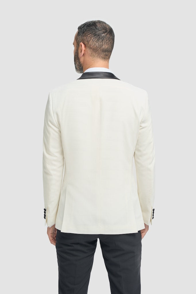House of Cavani Aspen Ecru Tuxedo Blazer Ecru detail view