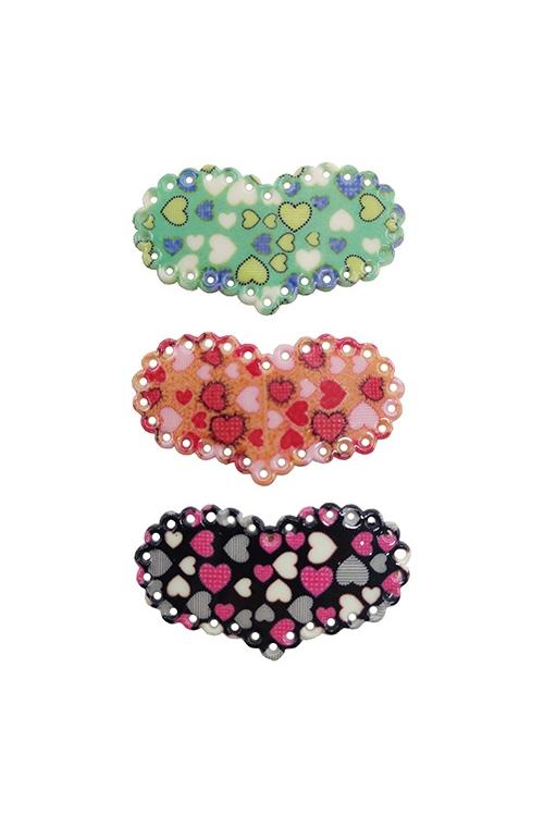 Girl's 3 Pack Heart Clips-Front View