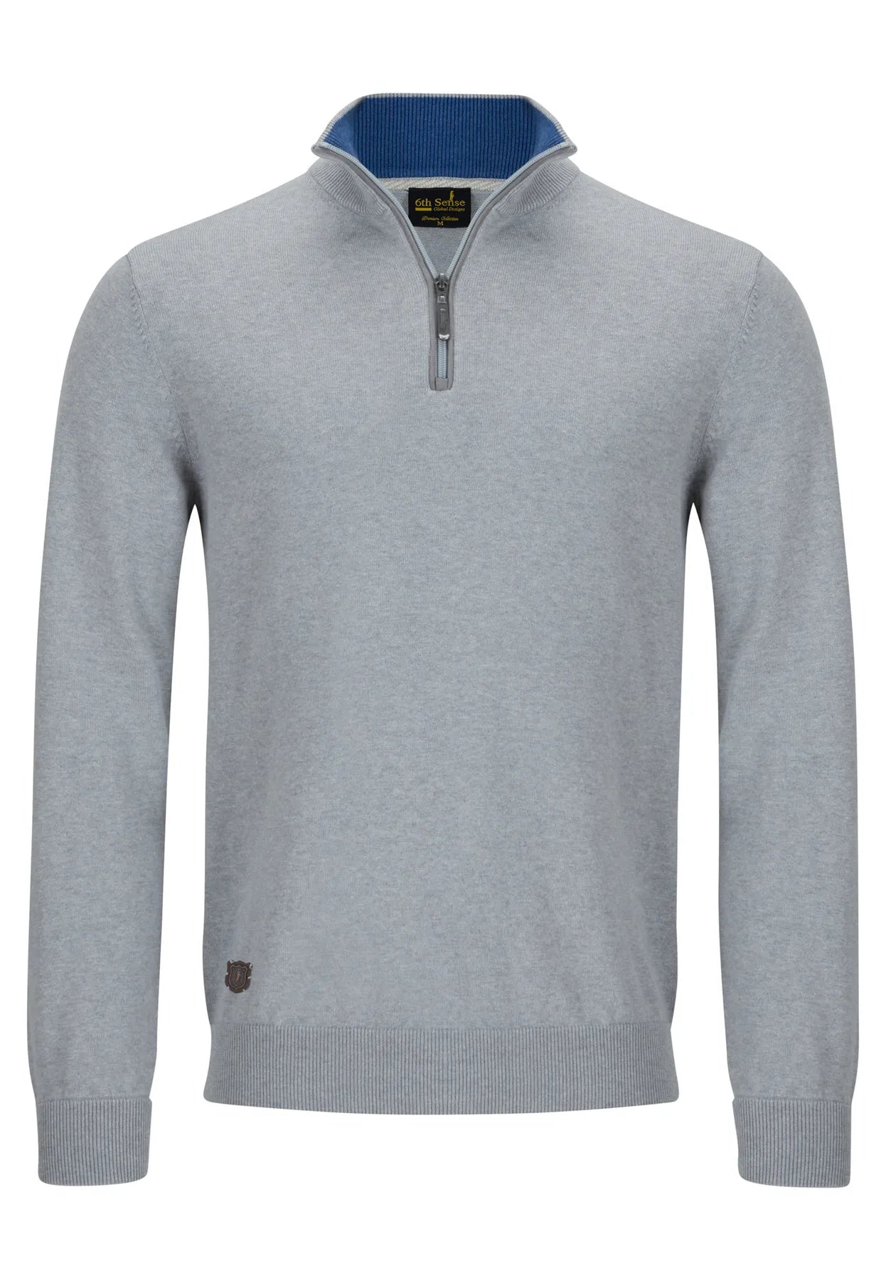6TH SENSE Harry Alloy Grey 1/4 Zip Knit Alloy front view