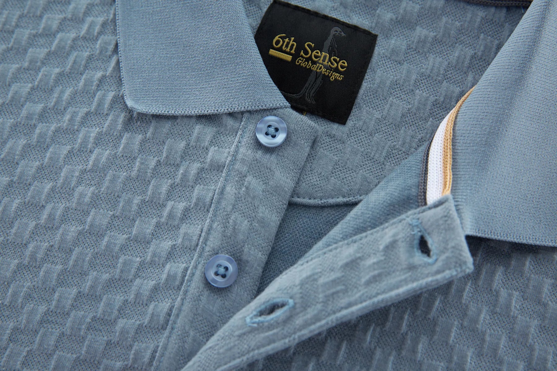 6TH SENSE Jacq Tradewind Blue Polo Shirt Tradewind side view