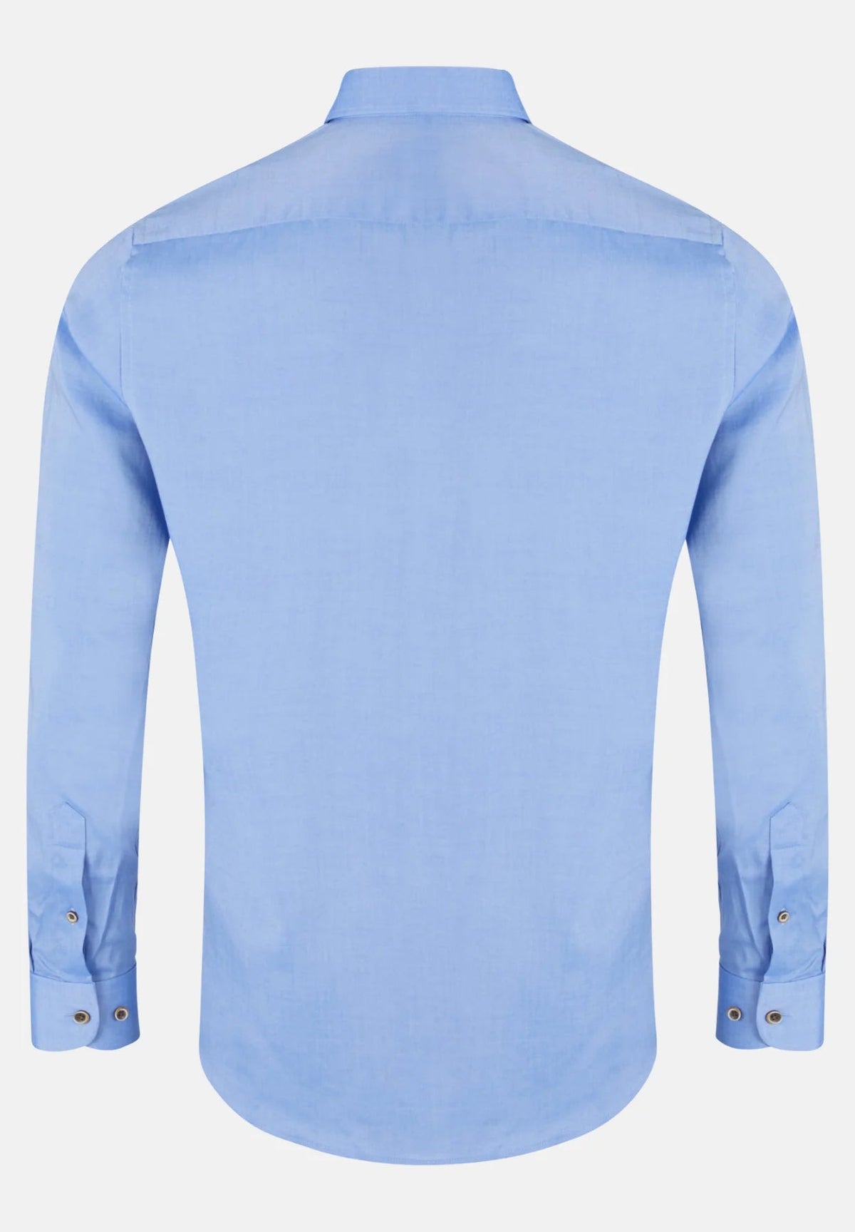 6th Sense Ocean Lyocell long sleeve shirt in blue, back view with yoke and buttoned cuffs