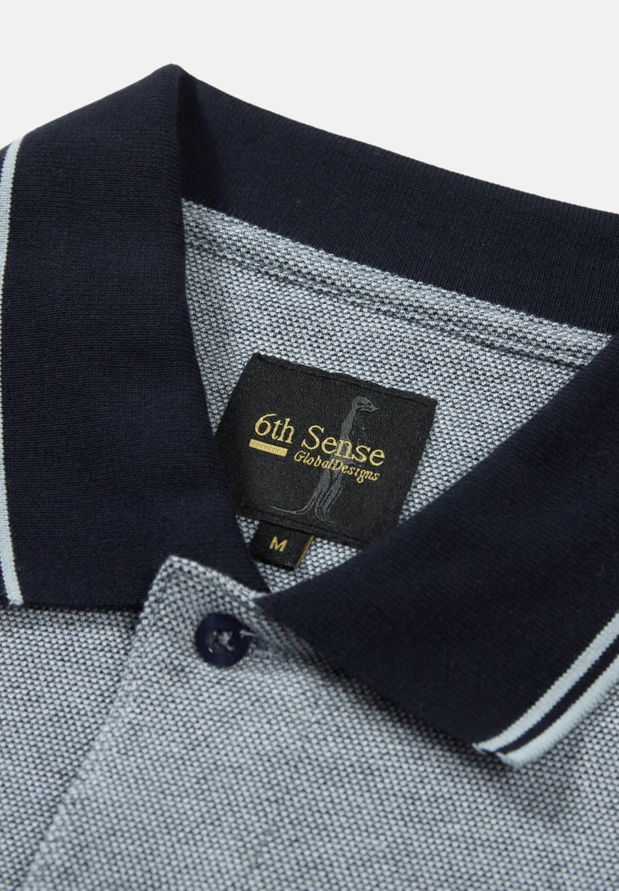 Men's Maverick Blue Fog Polo Shirt-Collar View