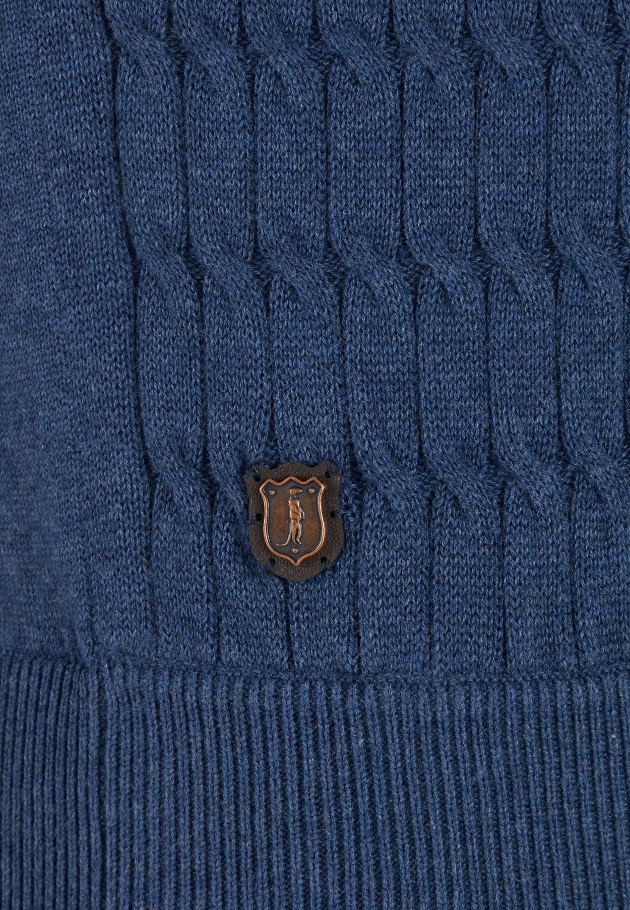 Men's Queen Crew Neck Knitwear - Blue Chine-Close Up View
