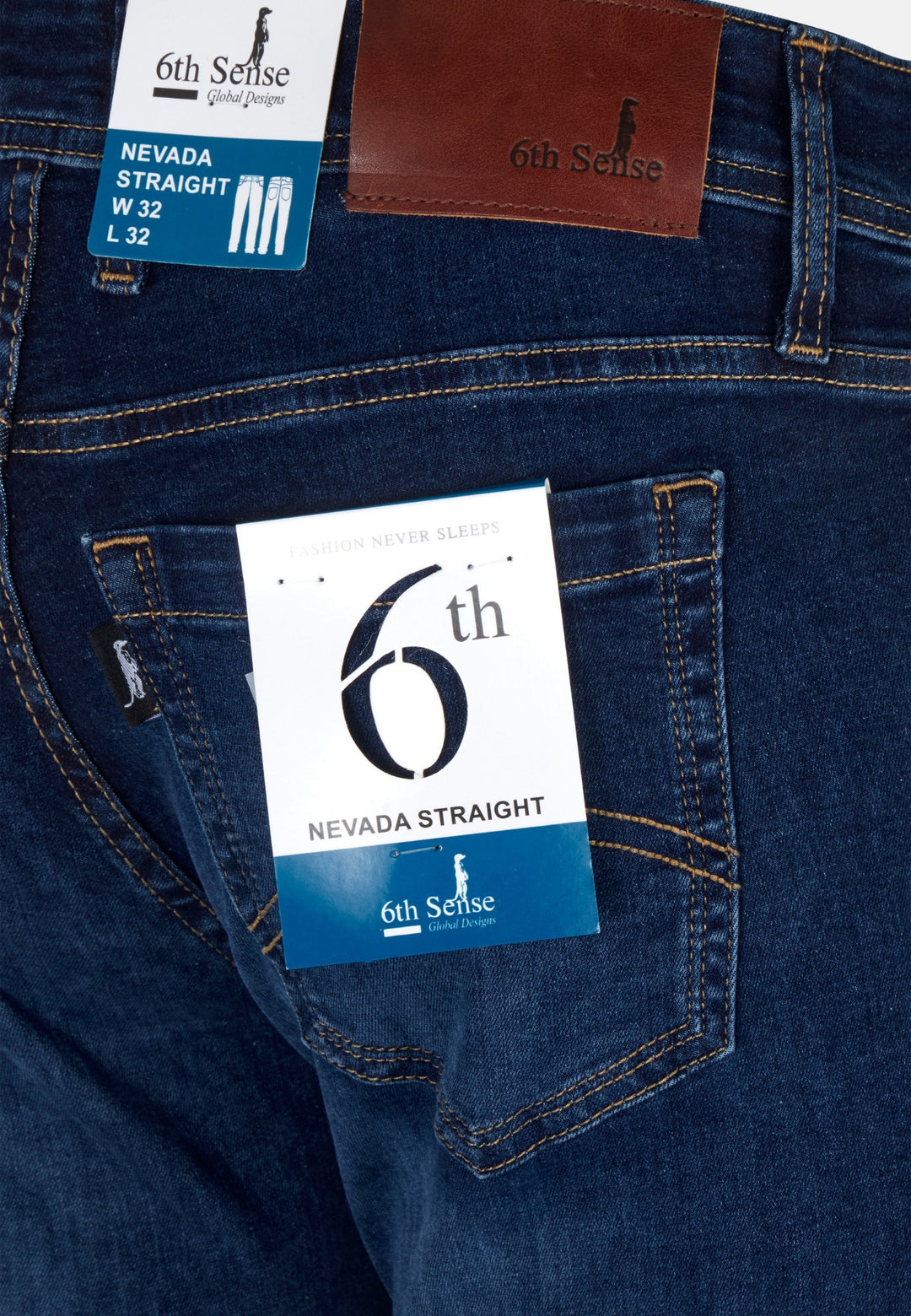 Nevada French Navy Tapered Fit Jean-Back pocket view