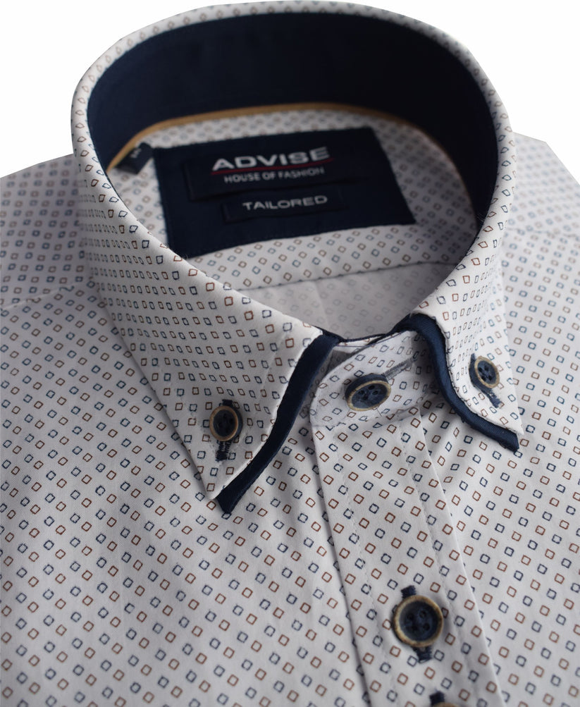 Advise Advise White Tan Diamond Pattern Shirt White/Tan detail view