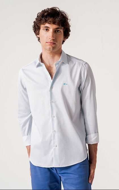 DARIO BELTRAN Adrados Sky Blue/White Pattern Shirt Sky Blue/White front view
