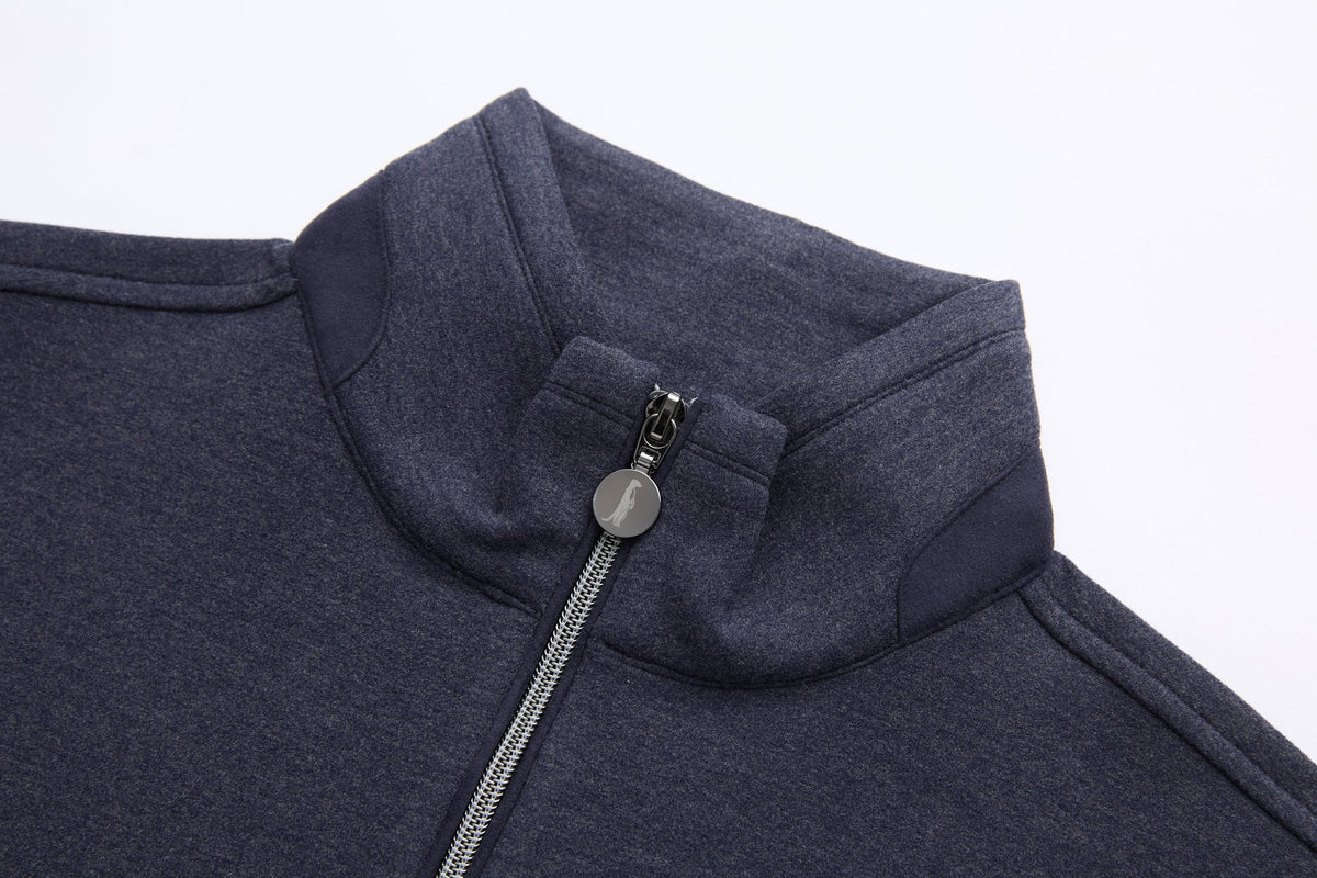 Navy Air 1/4 Zip Sweat collar with silver zip and dark trim