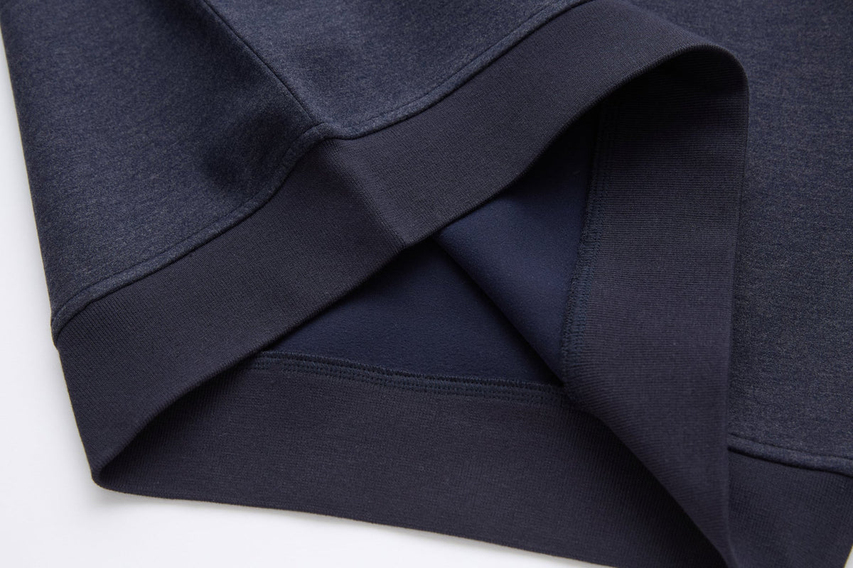 Navy Air 1/4 Zip Sweat ribbed hem and side seam