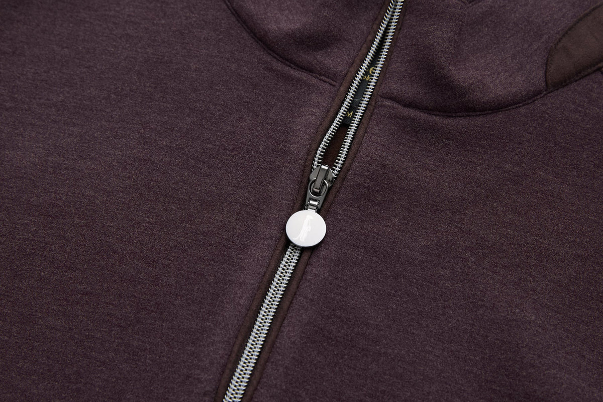 Silver zip pull on the plum 6th Sense Air Plum 1/4 Zip Sweat