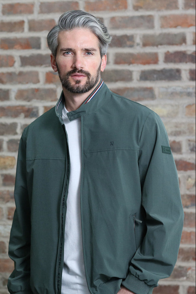 Kenrow Menswear Aston Khaki Bomber KHAKI model front view