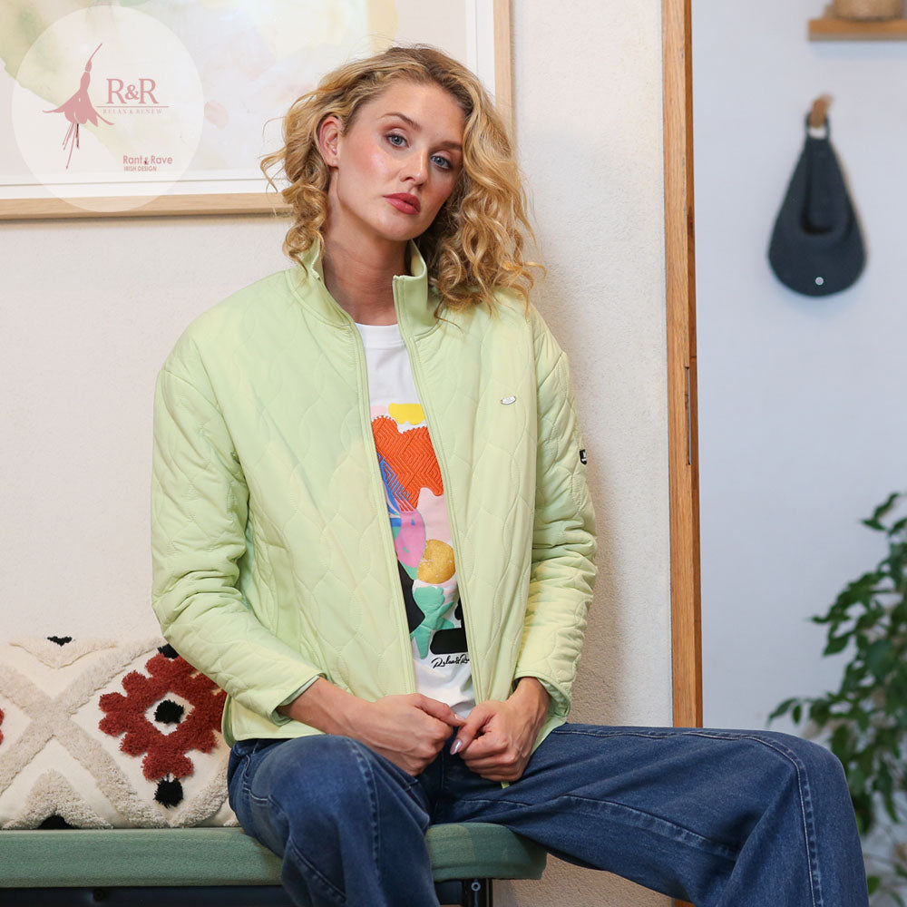Ladies Relax & Renew Aine Pale Green Jacket-Closer View of Front