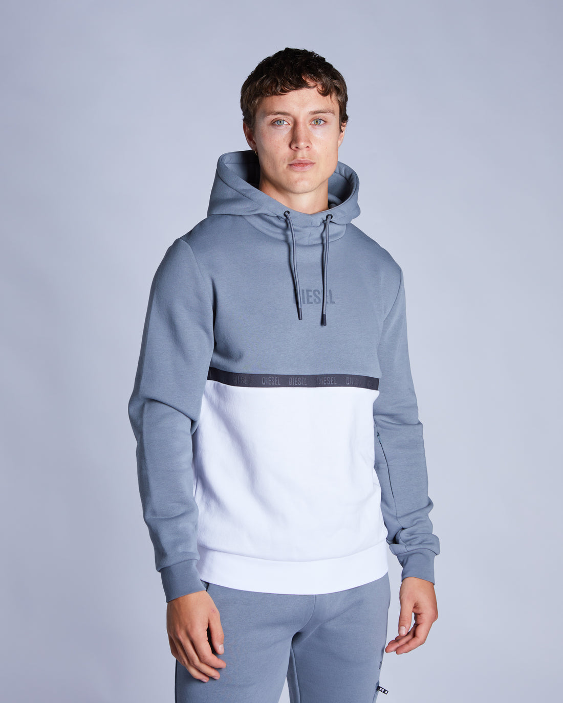 Diesel Blaise Stormy Cloud Hoodie Stormy Cloud model front view
