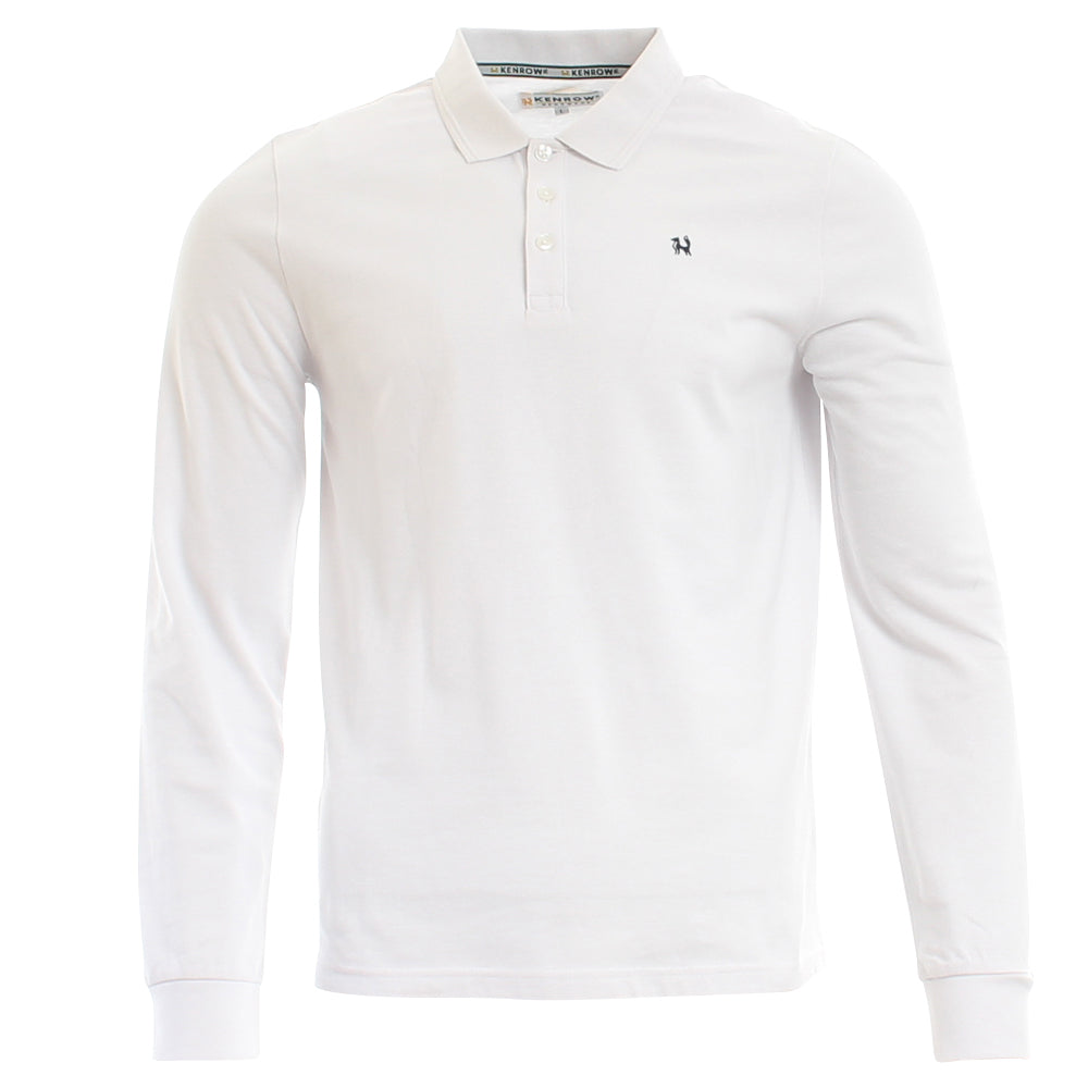 Men's Brodie Long Sleeve Polo-White-Ghost Front View